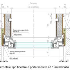 Sezione orizzontale tipo con serramento in pvc e spalle isolate 