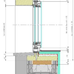 Sezione verticale tipo con serramento in alluminio e sottobancale 