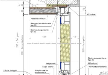 esempio posa_sezione verticale porta ingresso alluminio+spalle isolate+sottobancale 