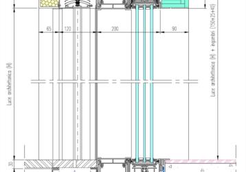 esempio posa_sezione verticale serramento scorrevole alluminio+caditoia inox+veneziane motorizzate 
